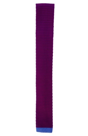 SILK FUCHSIA WITH BLUE KNITTED TIE